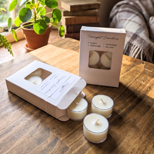 Unscented Soy Wax Tealight Candles x6 in small plastic cup