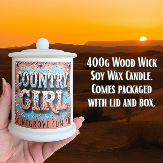 Country Western Wood Wick Soy Candle XL matte white jar