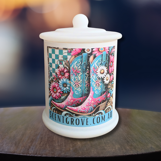 Country Western Wood Wick Soy Candle XL matte white jar