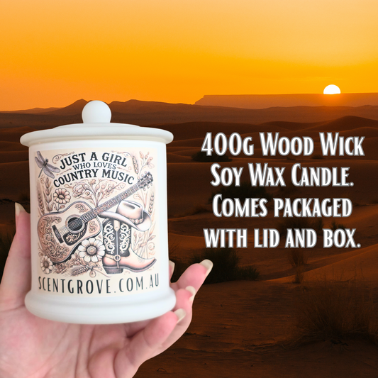 Country Western Wood Wick Soy Candle XL matte white jar