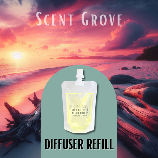Sea Salt & Driftwood Scented Diffuser Liquid Refill 100ml Clear Pouch