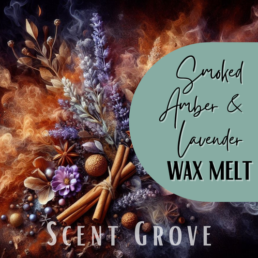 Smoked Amber & Lavender scented soy wax melt