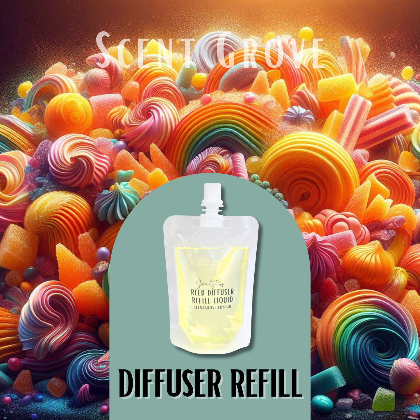 Sour Strips Scented Diffuser Liquid Refill 100ml Clear Pouch