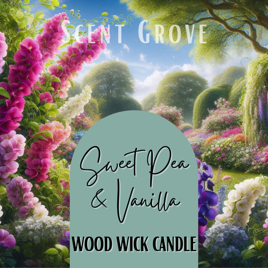 Sweet Pea & Vanilla scented Wood Wick Soy Candle
