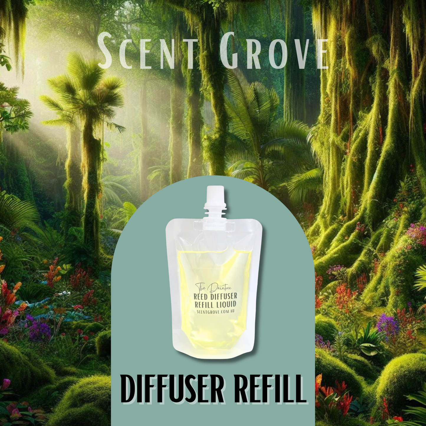 The Daintree Scented Diffuser Liquid Refill 100ml Clear Pouch