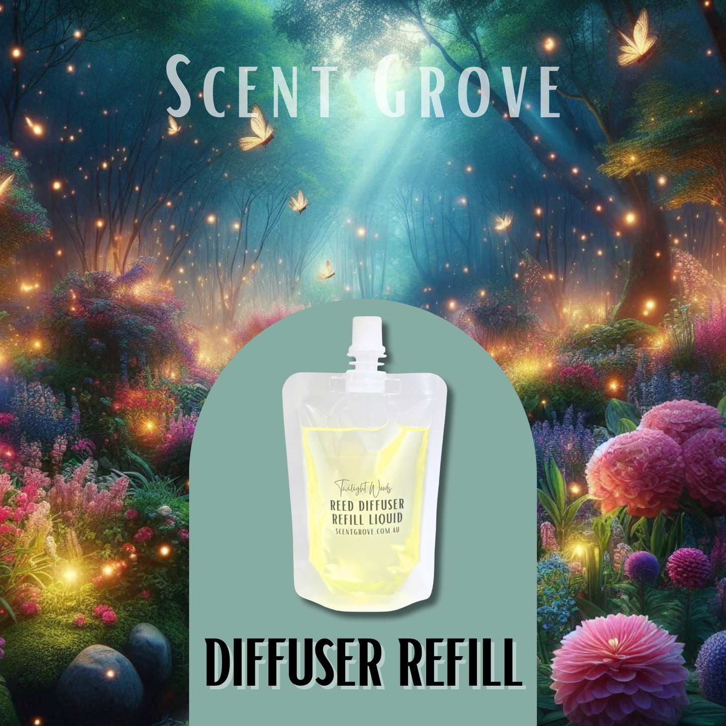 Twilight Woods Scented Diffuser Liquid Refill 100ml Clear Pouch