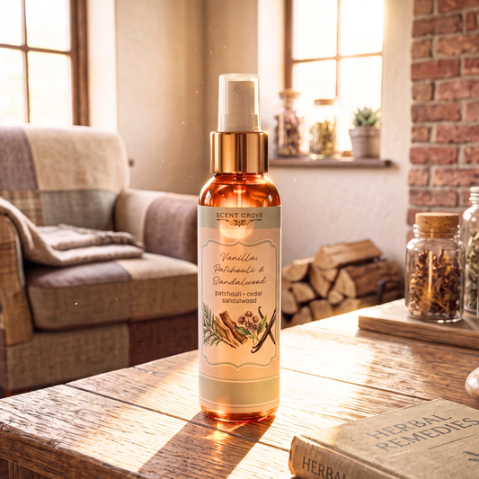 Vanilla, Patchouli & Sandalwood Scented Air Freshener Spray multi purpose for car, home, room