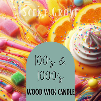 100's & 1000's scented Wood Wick Soy Candle