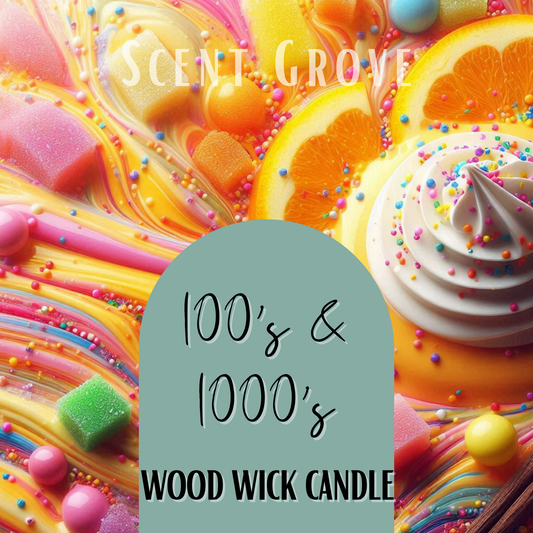 100's & 1000's scented Wood Wick Soy Candle