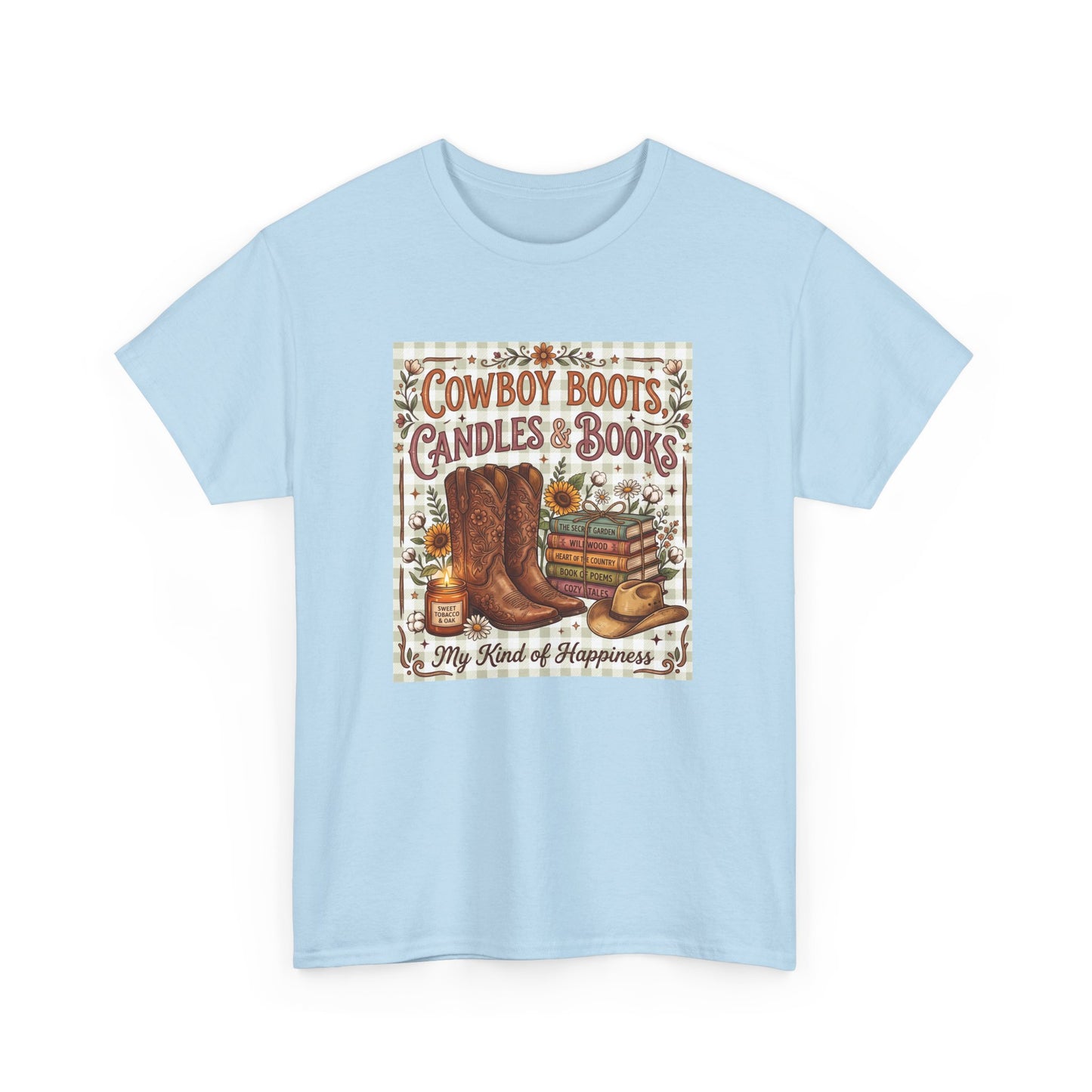 Cowboy Boots, Candles & Books Western Graphic T-Shirt
