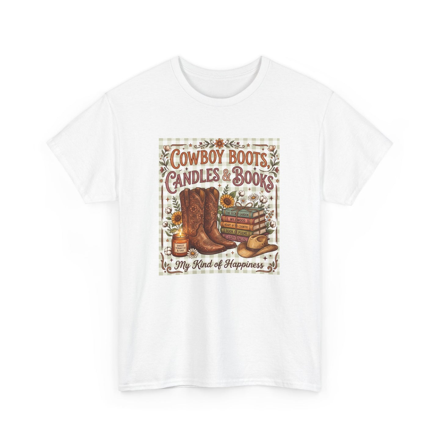 Cowboy Boots, Candles & Books Western Graphic T-Shirt