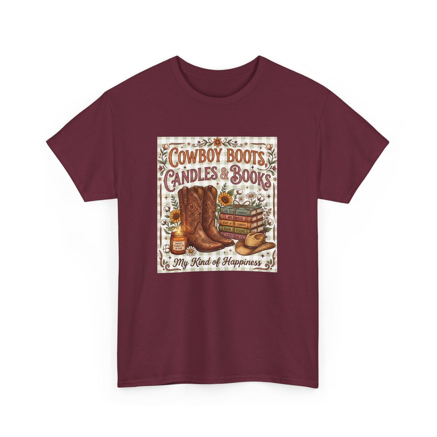Cowboy Boots, Candles & Books Western Graphic T-Shirt