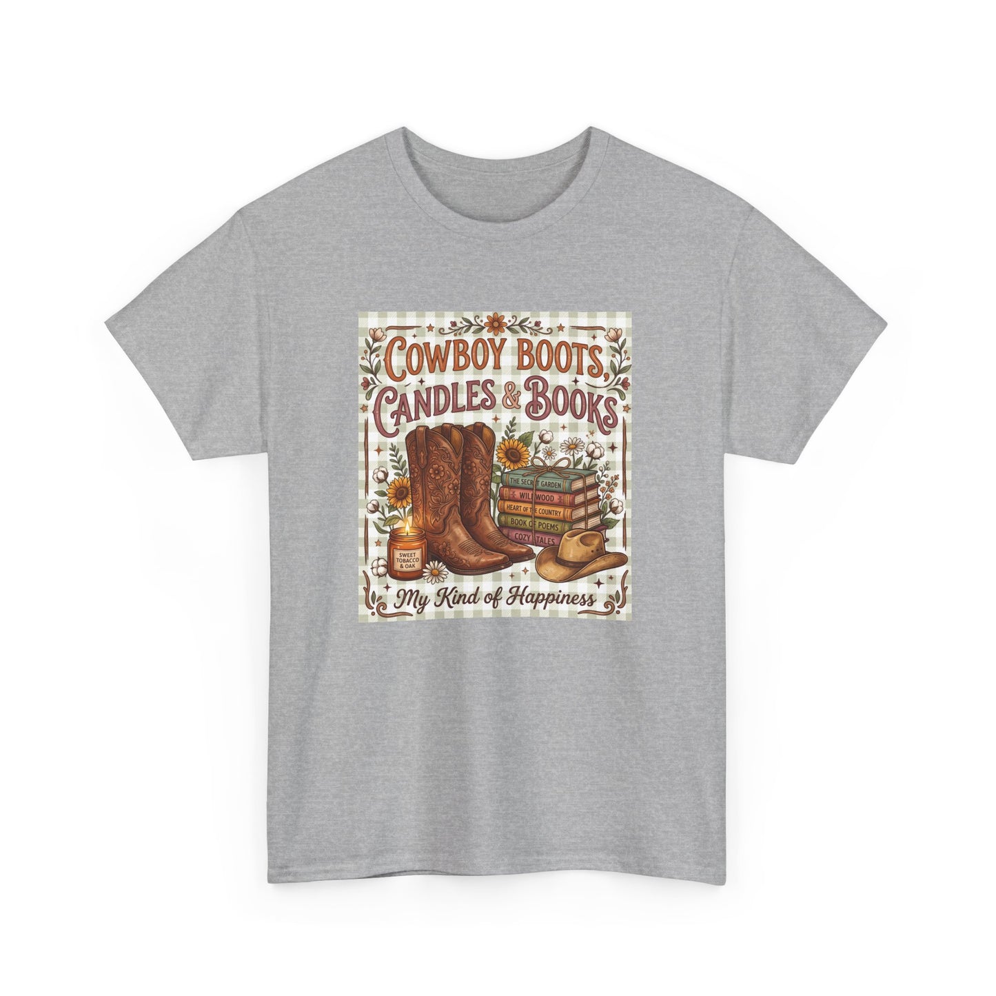 Cowboy Boots, Candles & Books Western Graphic T-Shirt