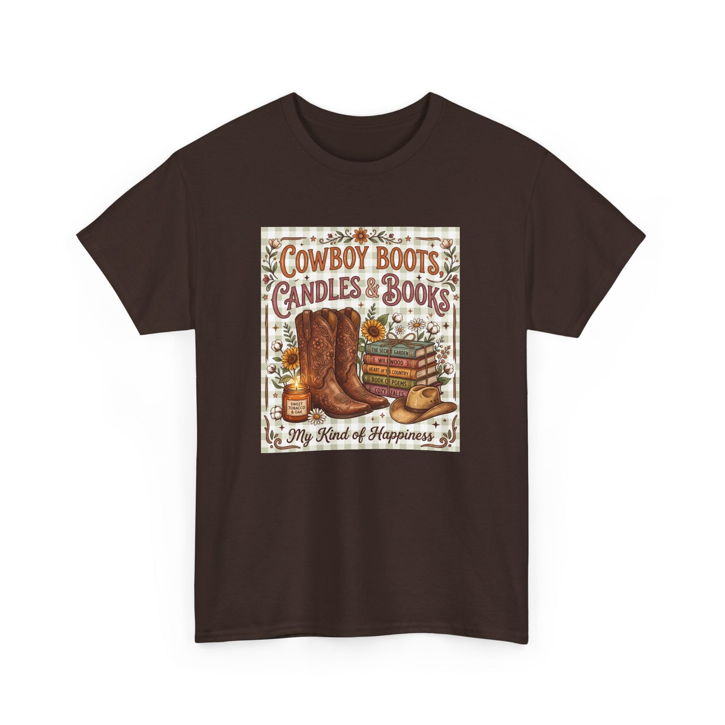 Cowboy Boots, Candles & Books Western Graphic T-Shirt