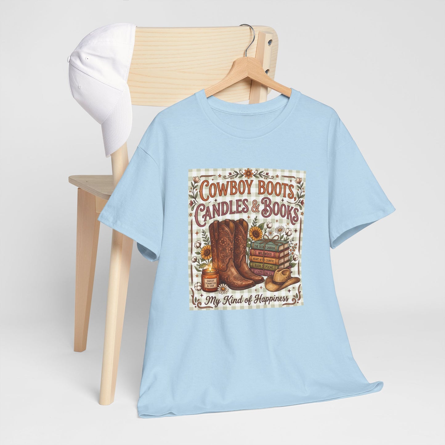Cowboy Boots, Candles & Books Western Graphic T-Shirt
