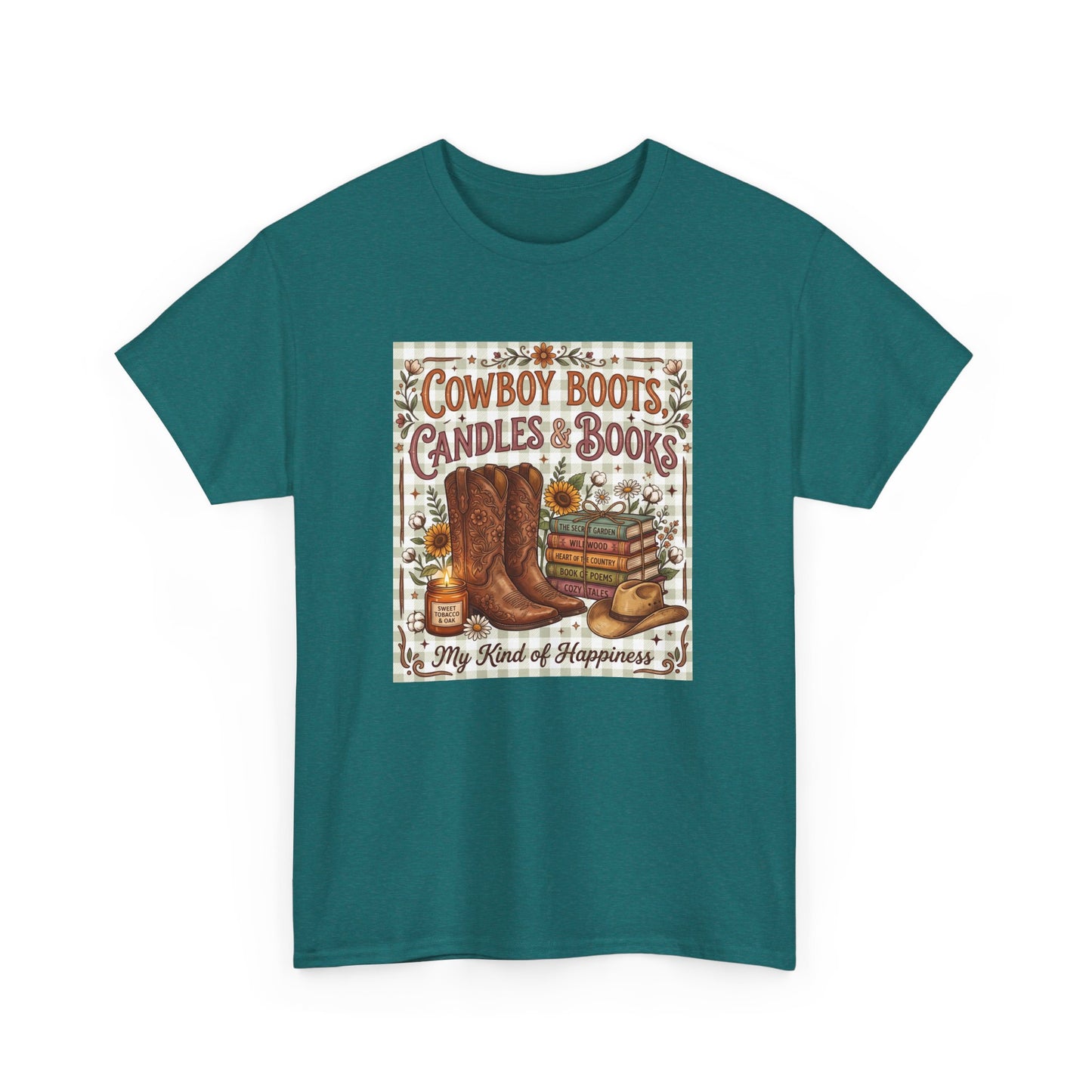 Cowboy Boots, Candles & Books Western Graphic T-Shirt