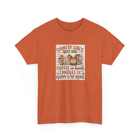 Country Girl’s Best Day Coffee, Candles & Happy at Home T-Shirt
