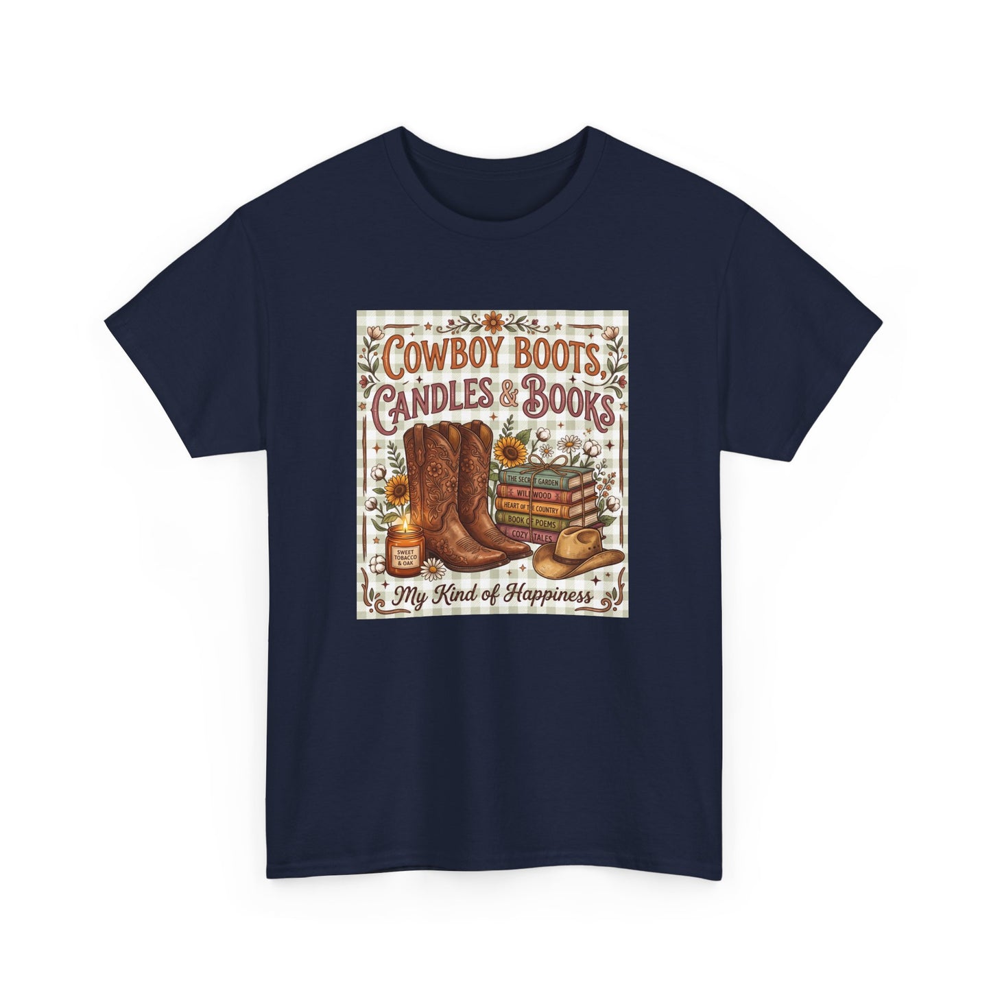 Cowboy Boots, Candles & Books Western Graphic T-Shirt