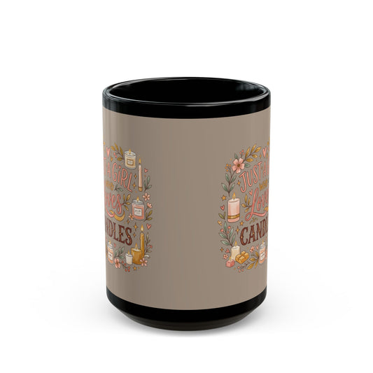 A Girl Who Loves Candles Black Mug