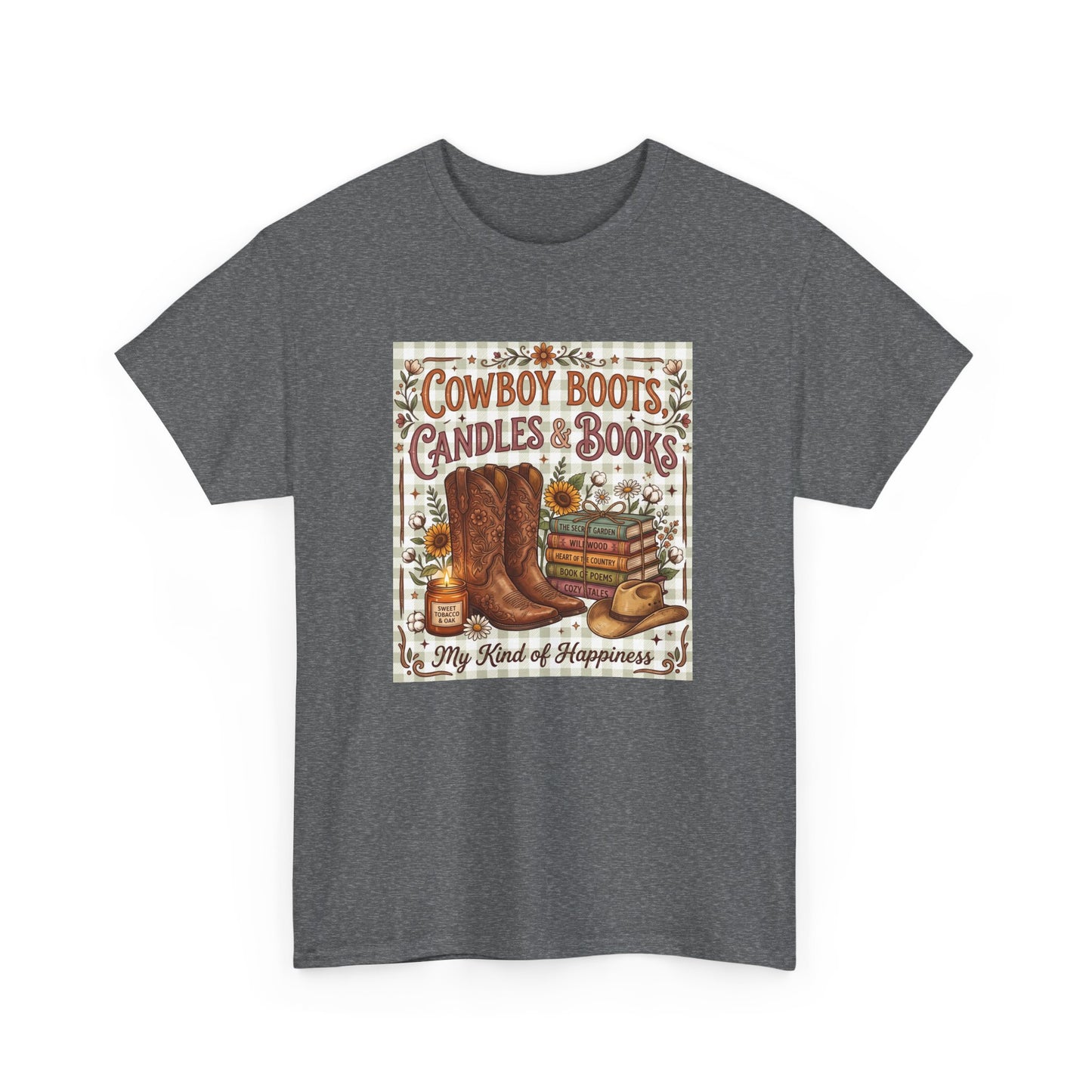 Cowboy Boots, Candles & Books Western Graphic T-Shirt