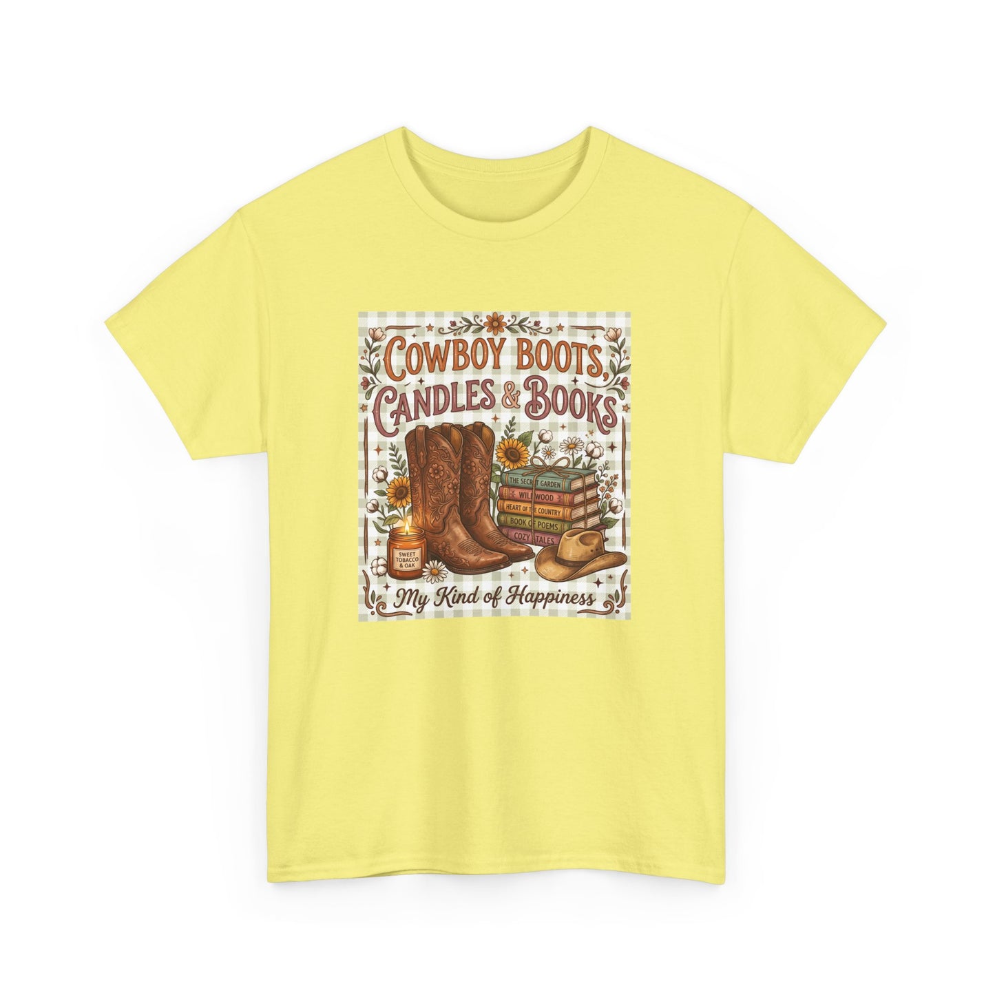 Cowboy Boots, Candles & Books Western Graphic T-Shirt