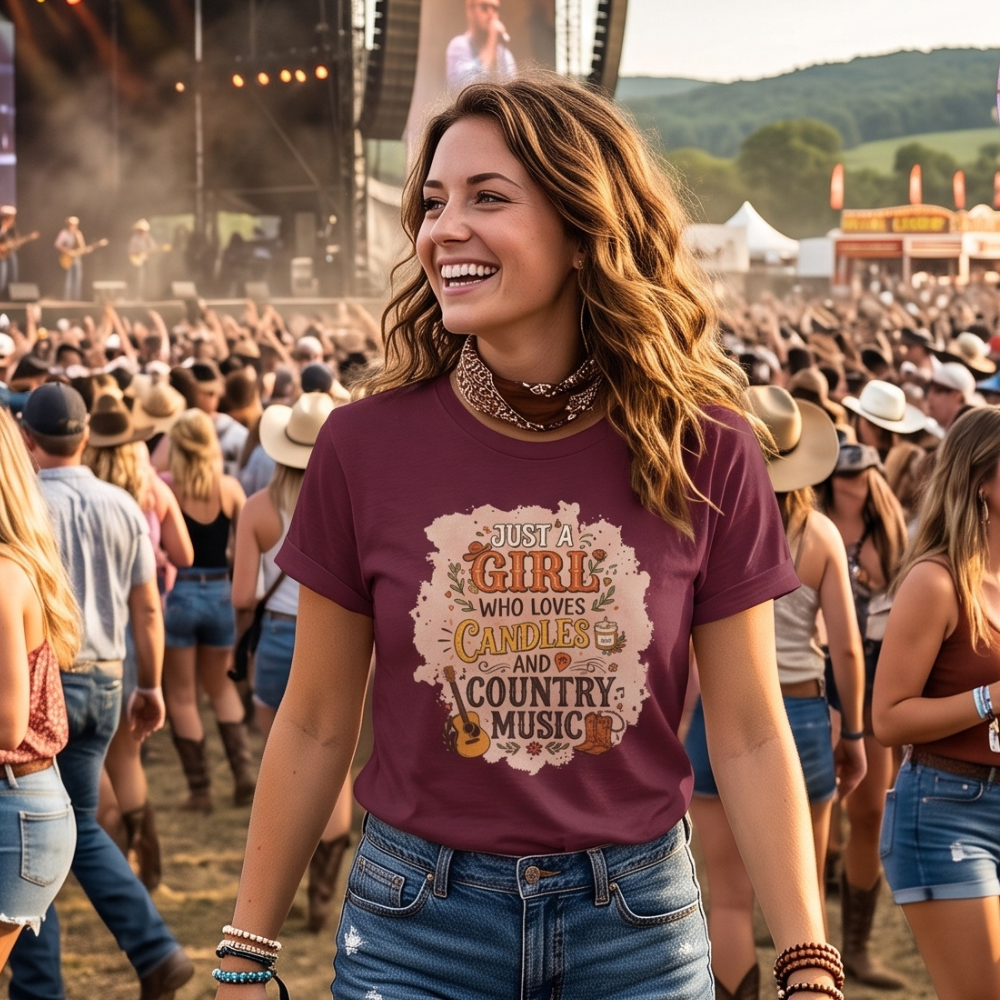 Just a Girl Who Loves Candles and Country Music Graphic Tee