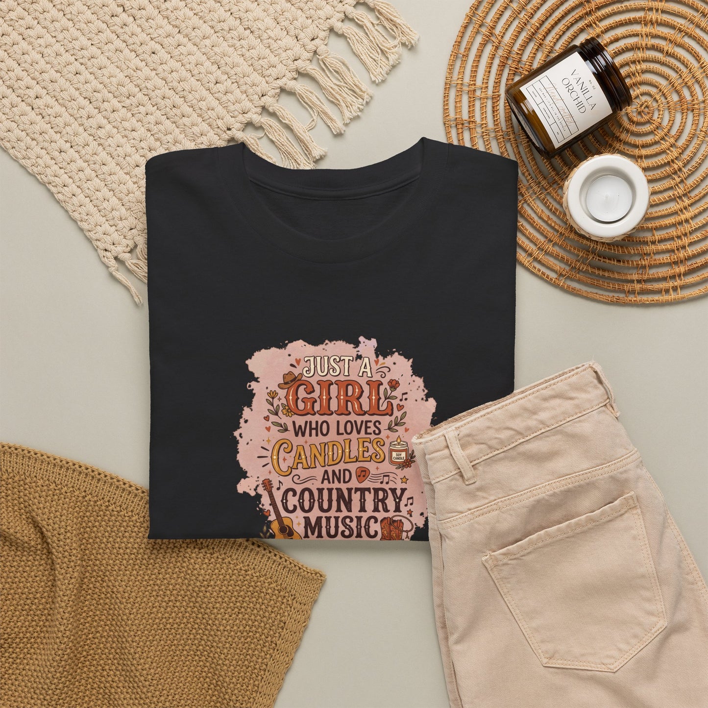 Just a Girl Who Loves Candles and Country Music Graphic Tee