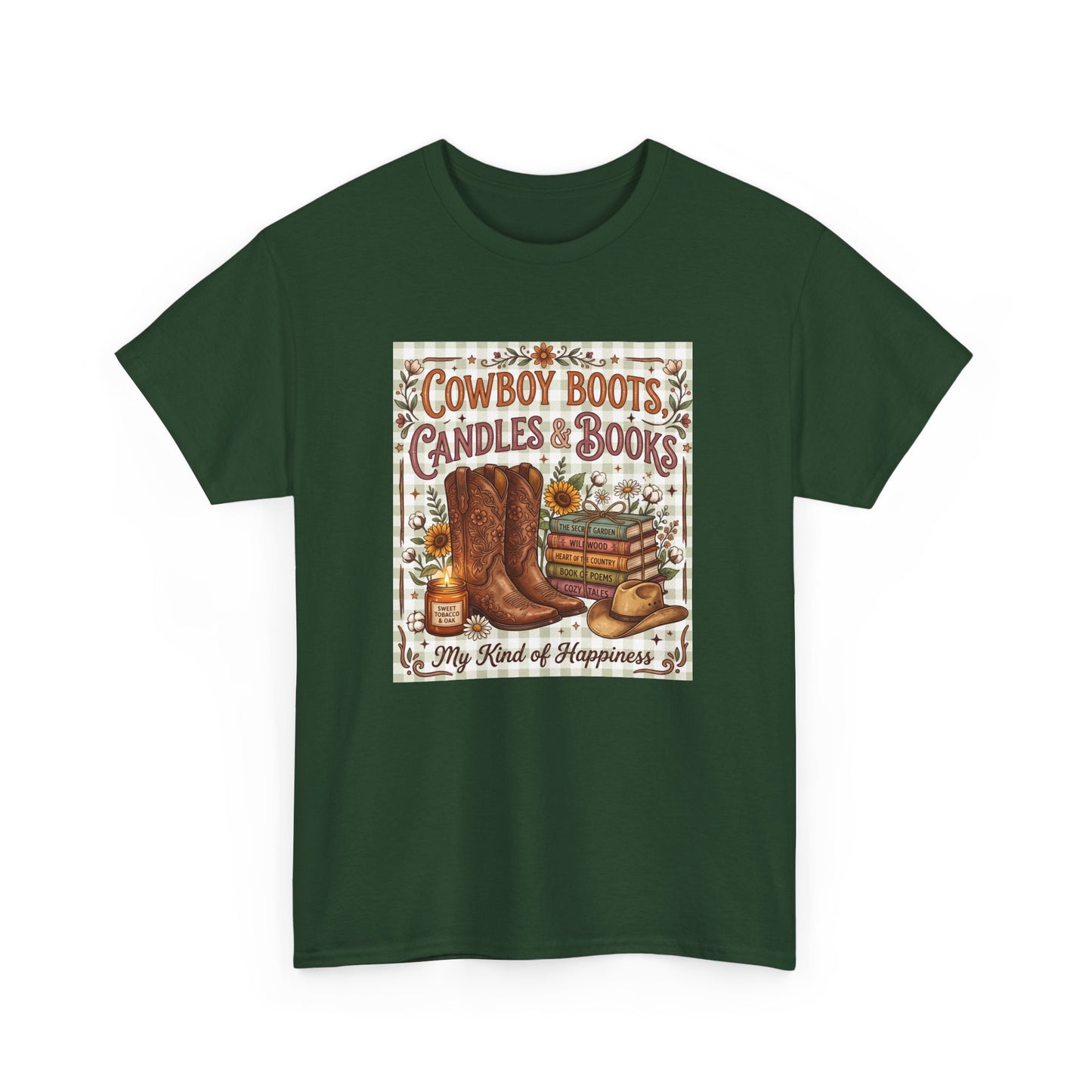Cowboy Boots, Candles & Books Western Graphic T-Shirt