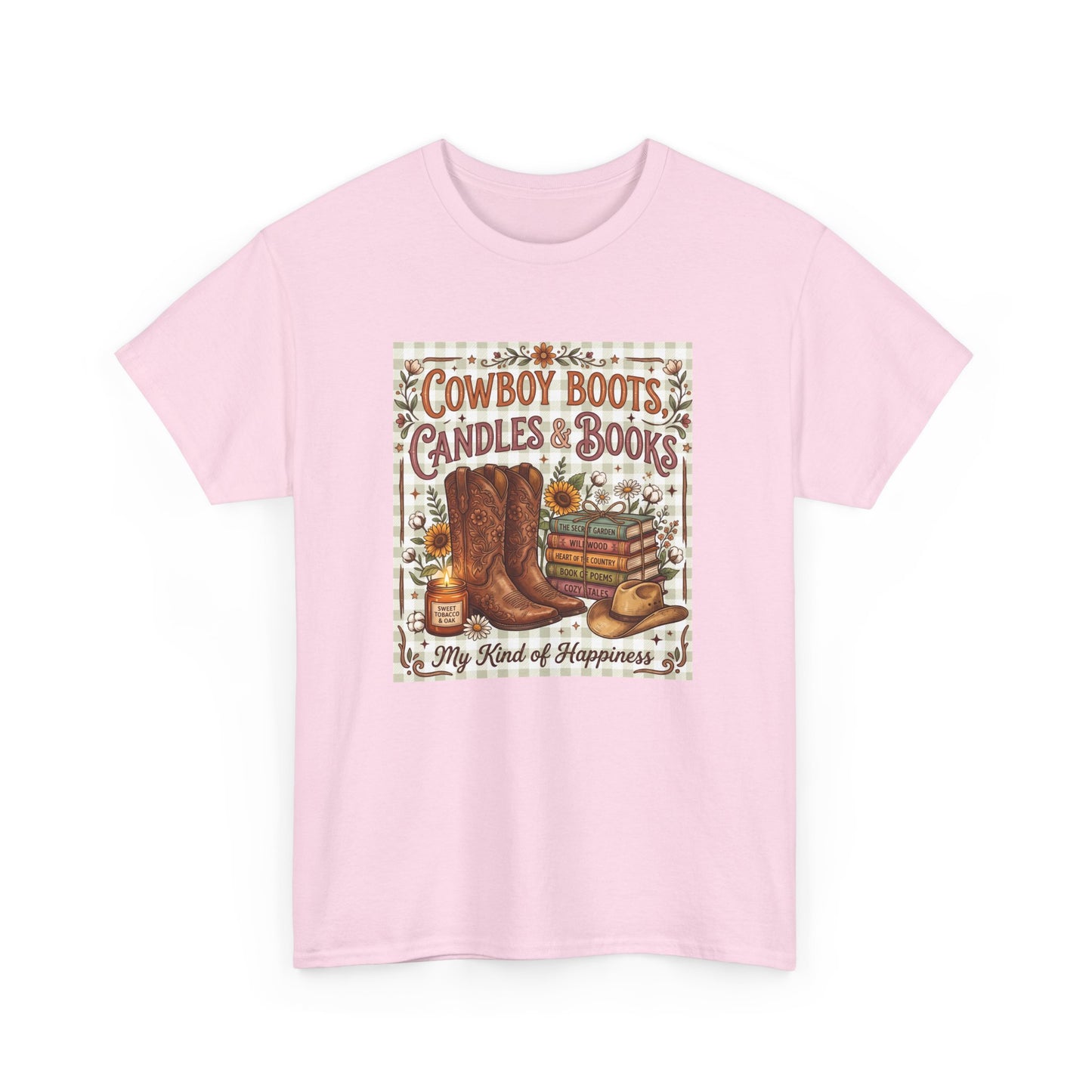 Cowboy Boots, Candles & Books Western Graphic T-Shirt