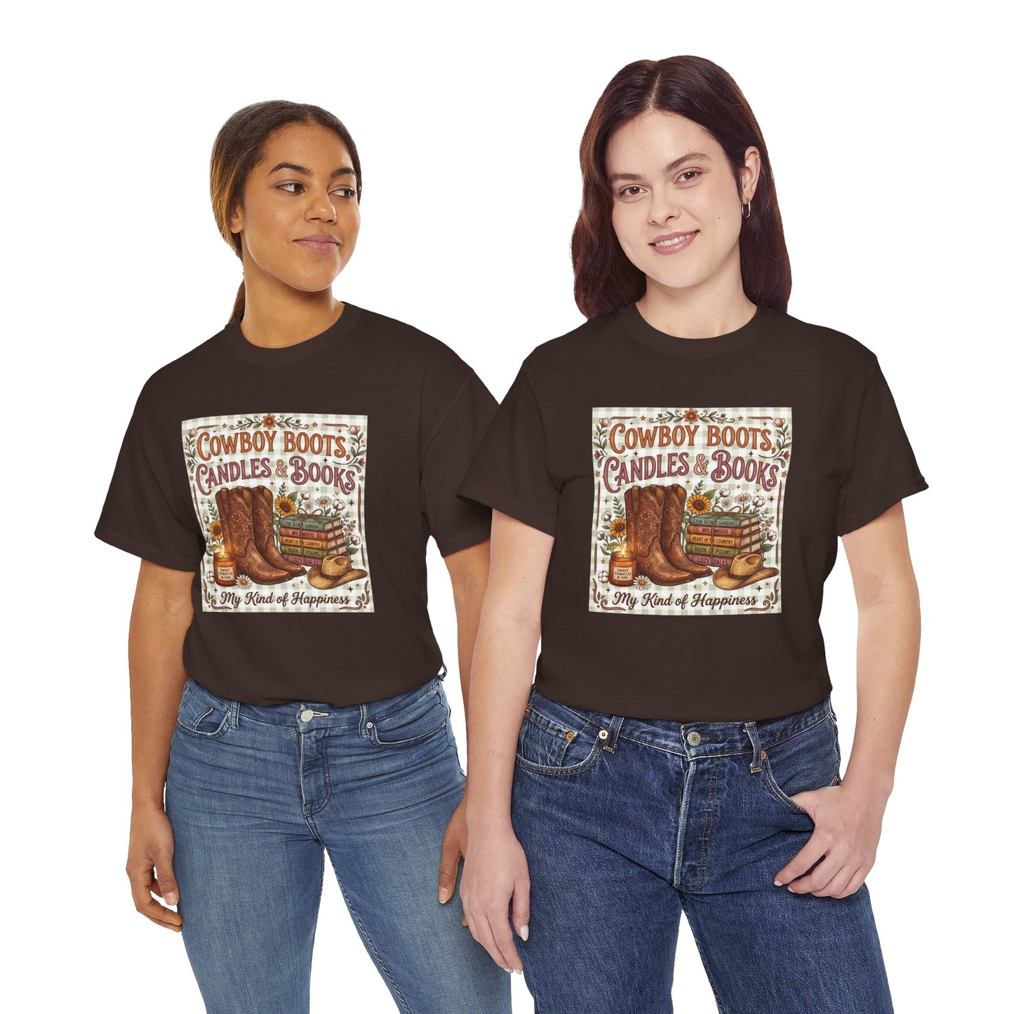 Cowboy Boots, Candles & Books Western Graphic T-Shirt