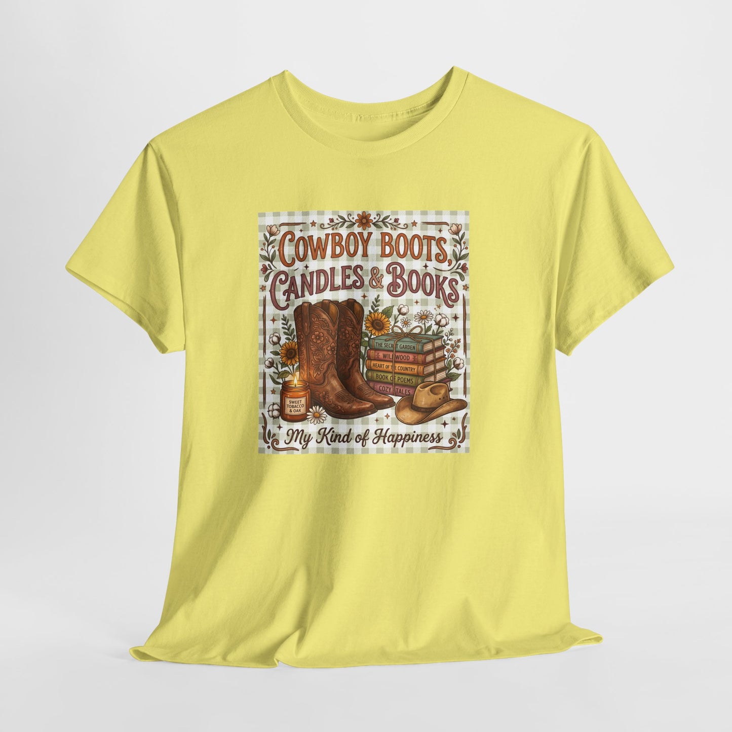 Cowboy Boots, Candles & Books Western Graphic T-Shirt