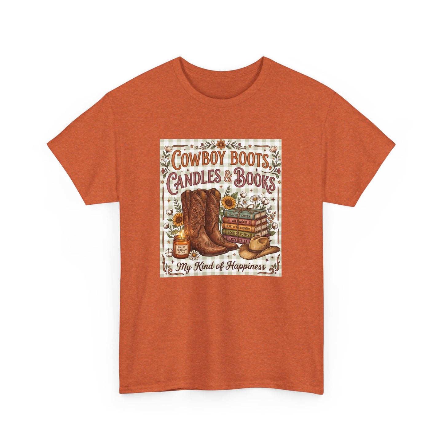 Cowboy Boots, Candles & Books Western Graphic T-Shirt