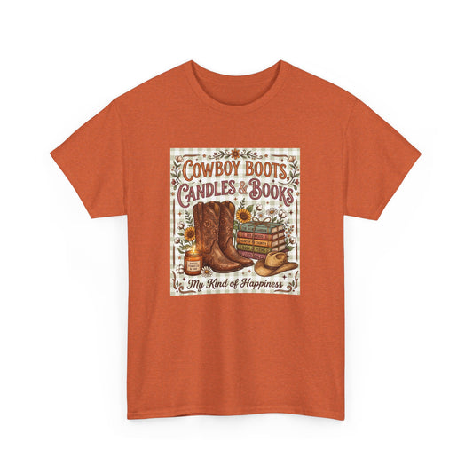 Cowboy Boots, Candles & Books Western Graphic T-Shirt