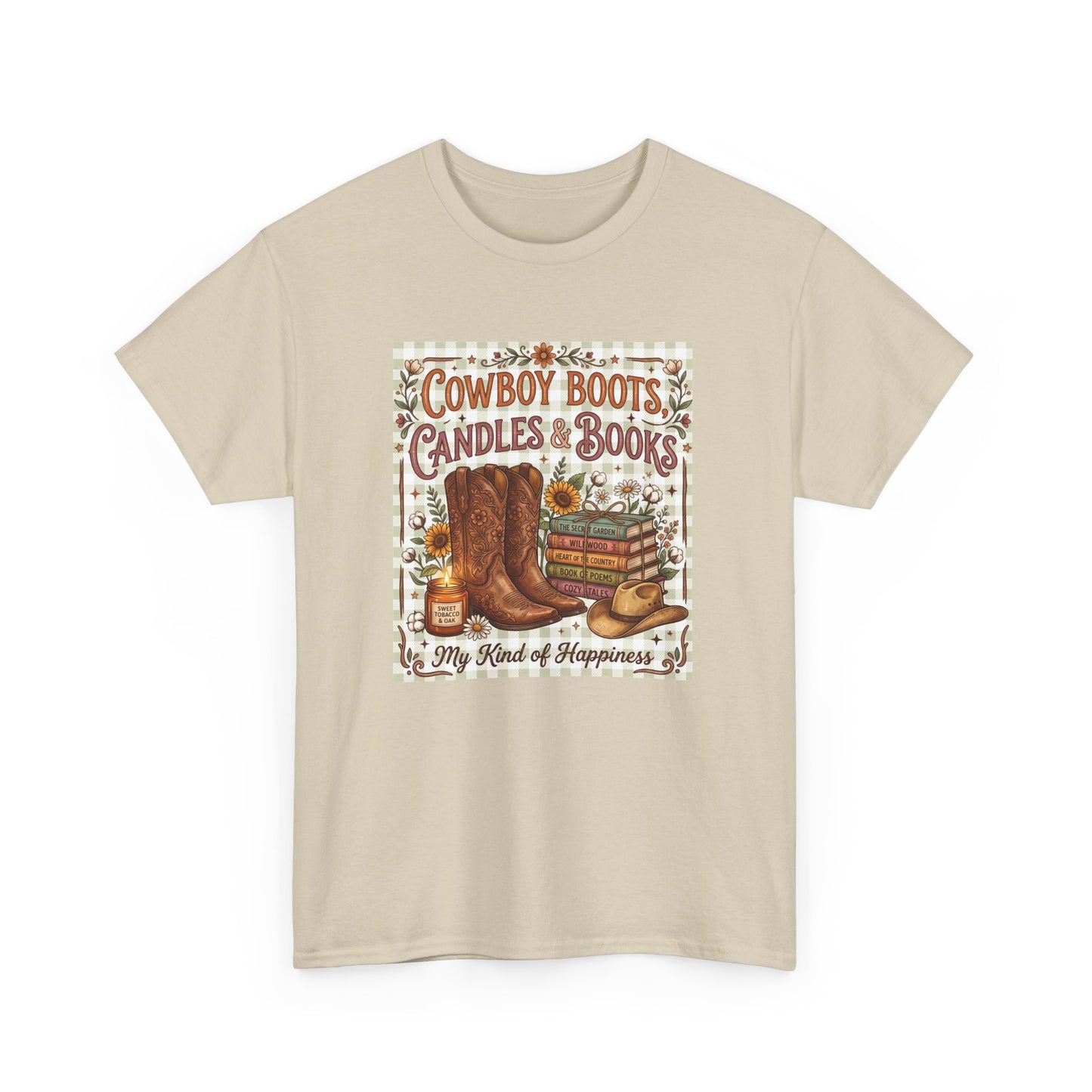 Cowboy Boots, Candles & Books Western Graphic T-Shirt