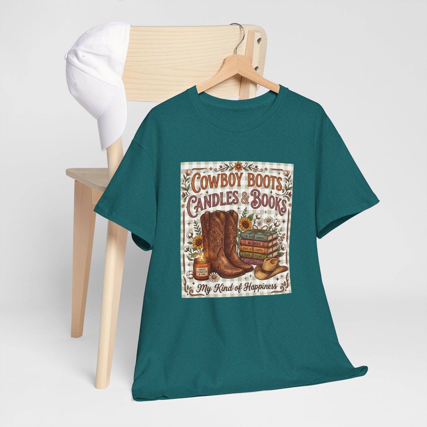 Cowboy Boots, Candles & Books Western Graphic T-Shirt