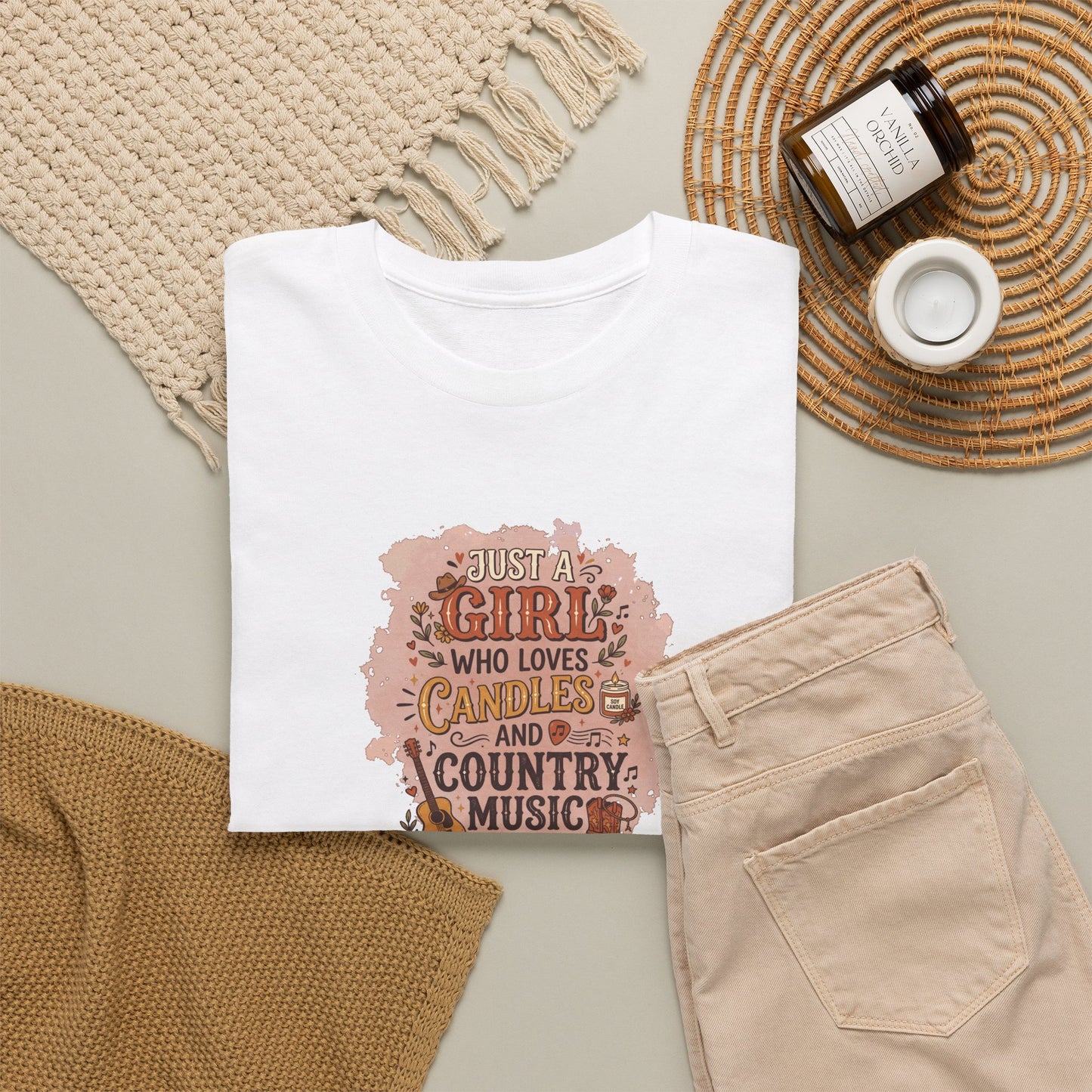 Just a Girl Who Loves Candles and Country Music Graphic Tee