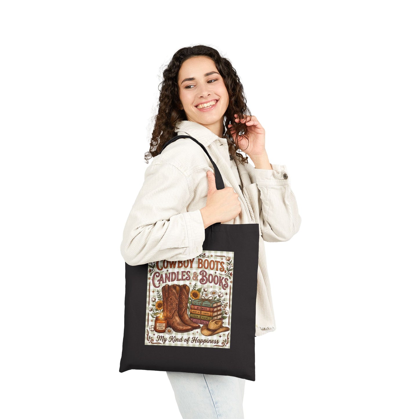 Cowboy Boots, Candles & Books Canvas Tote Bag