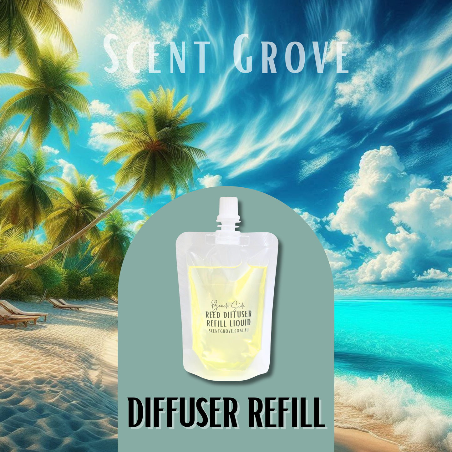 Beach Side Scented Diffuser Liquid Refill 100ml Clear Pouch