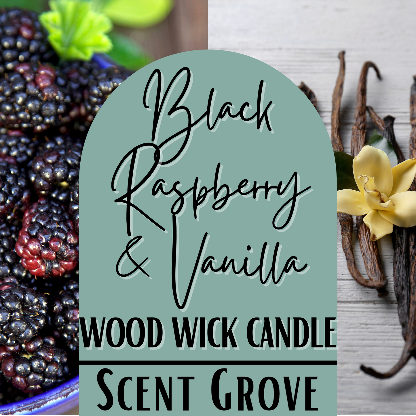 Black Raspberry & Vanilla scented Wood Wick Soy Candle