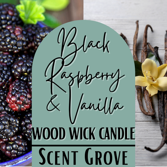Black Raspberry & Vanilla scented Wood Wick Soy Candle