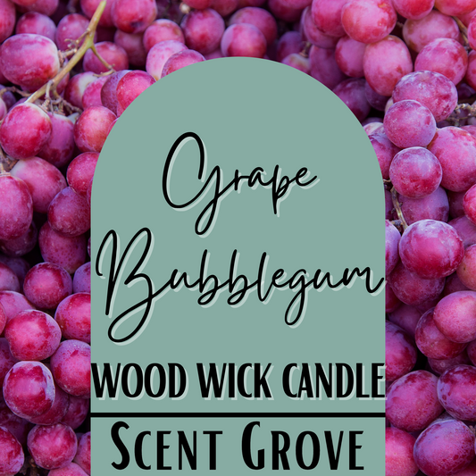 Grape Bubblegum scented Wood Wick Soy Candle