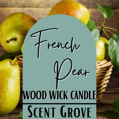 French Pear scented Wood Wick Soy Candle
