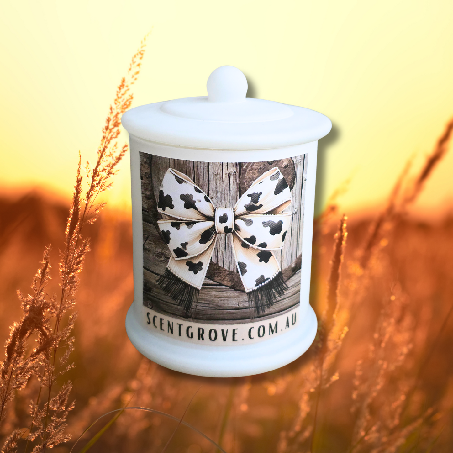 Country Western Wood Wick Soy Candle XL matte white jar