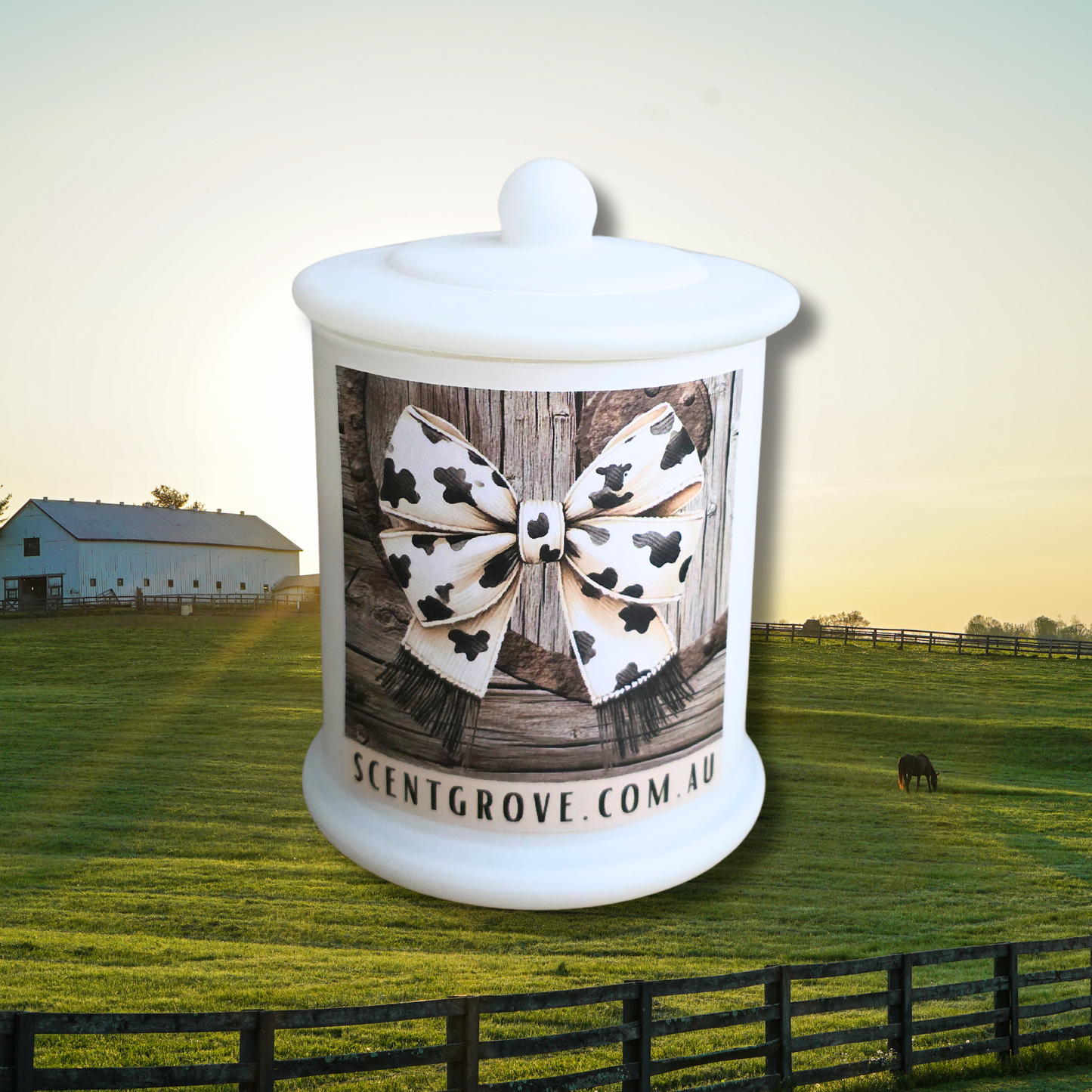 Country Western Wood Wick Soy Candle XL matte white jar