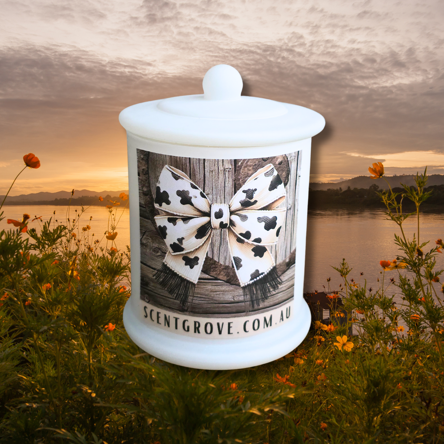 Country Western Wood Wick Soy Candle XL matte white jar
