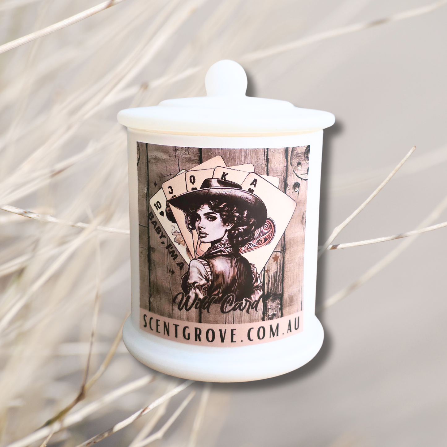 Country Western Wood Wick Soy Candle XL matte white jar