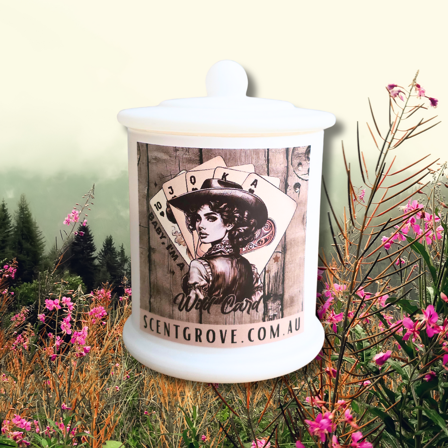 Country Western Wood Wick Soy Candle XL matte white jar
