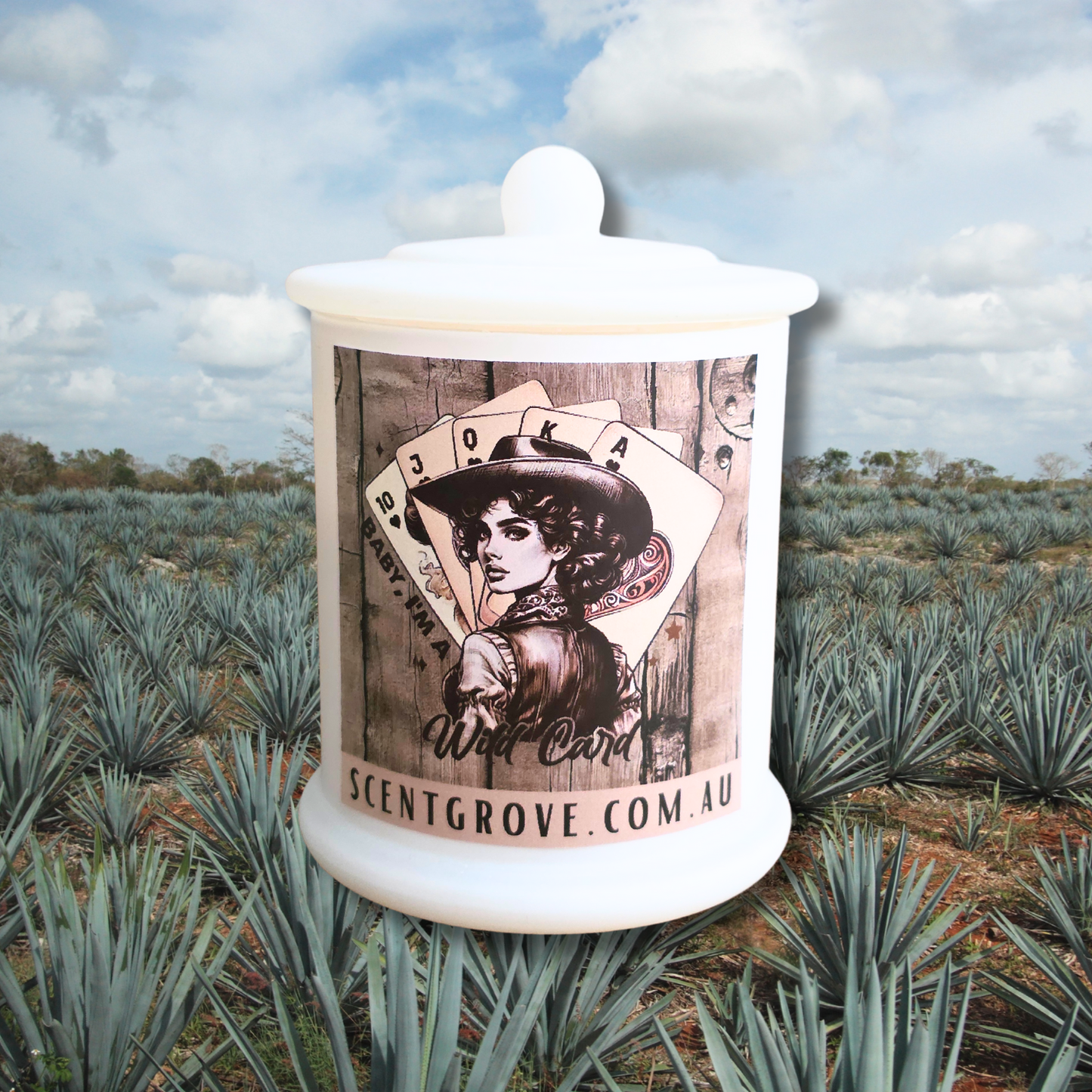 Country Western Wood Wick Soy Candle XL matte white jar