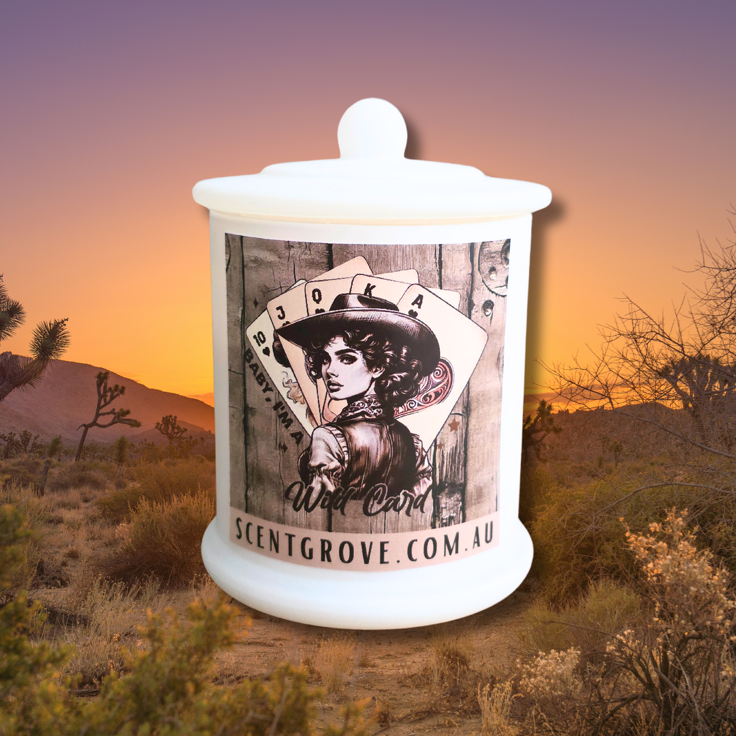 Country Western Wood Wick Soy Candle XL matte white jar