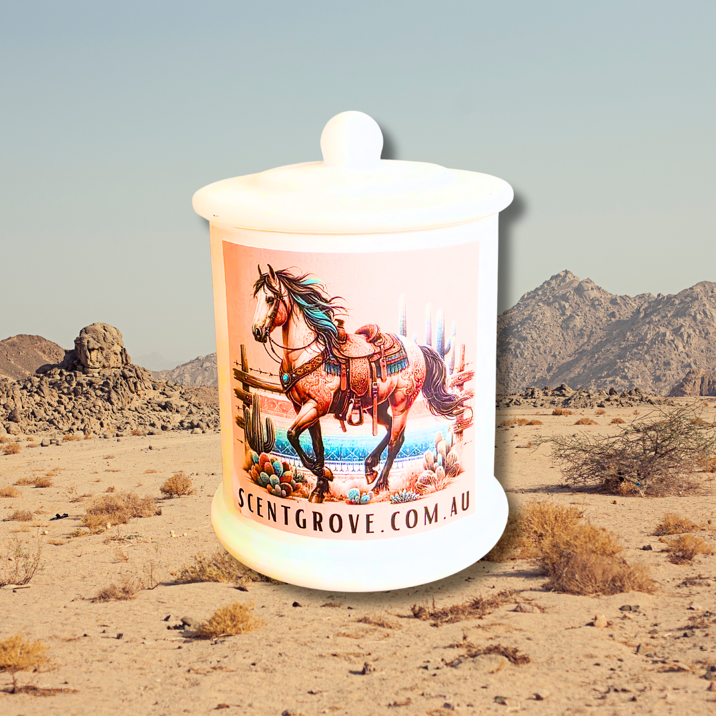 Country Western Wood Wick Soy Candle XL matte white jar